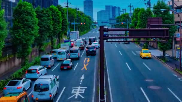 Une chronométrage de la rue du centre-ville à l'avenue Kanpachi à Tokyo panoramique diurne — Video