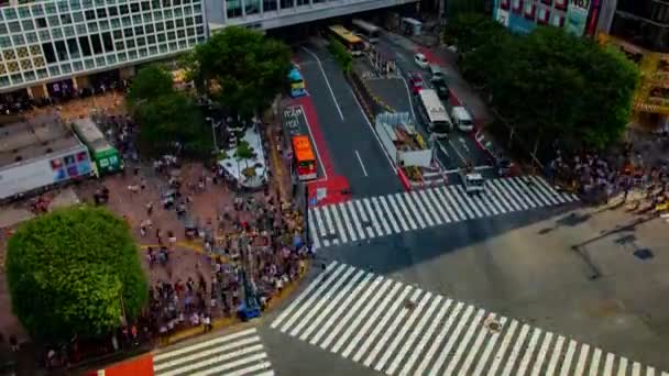 Ein Zeitraffer der Shibuya-Kreuzung in Tokio Hochwinkel-Weitwinkelneigung — Stockvideo