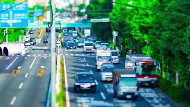 O scurgere de timp a străzii miniaturale de pe bulevardul Kanpachi din Tokyo în timpul zilei — Videoclip de stoc