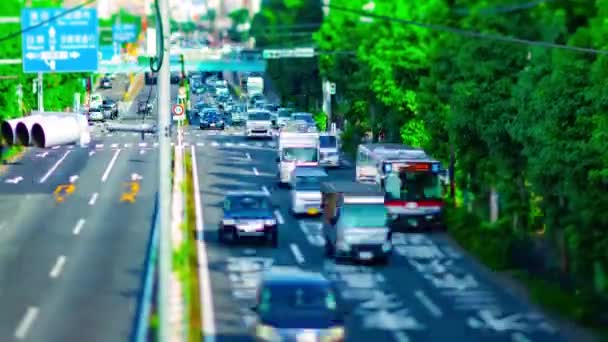 Timelapse de la rue miniature de l'avenue Kanpachi à Tokyo basculement de jour — Video