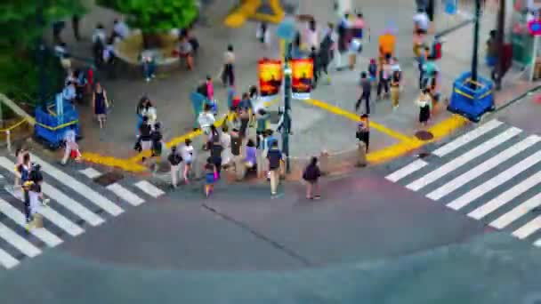 Zeitraffer des Shibuya-Übergangs in Tokio mit Hochwinkel-Kippschaltzoom — Stockvideo