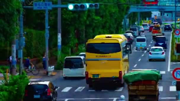 A timelapse of downtown street at Kanpachi avenue in Tokyo daytime long shot tilt — Stock Video