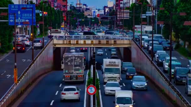 ช่วงเวลาของถนนในตัวเมืองที่ถนน Kanpachi ในกรุงโตเกียวตอนกลางวัน — วีดีโอสต็อก