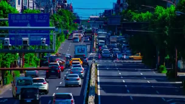 Un timelapse de la calle del centro en la avenida Kanpachi en Tokio inclinación de largo plazo — Vídeo de stock