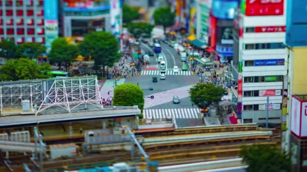 Timelapse Shibuya przejazd w Tokio wysoki kąt tiltshift — Wideo stockowe