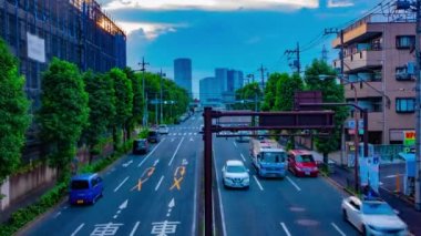 Tokyo 'da Kanpachi Bulvarında şehir Caddesi bir timelapse gündüz geniş çekim