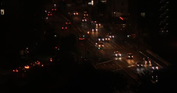 Een avond stedelijk stadsgezicht in Shinagawa Tokio hoge hoek — Stockvideo