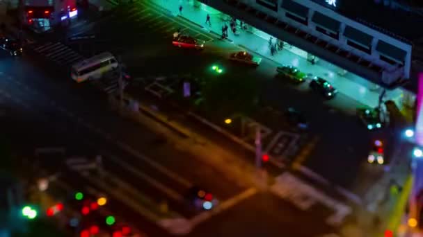 东京城市高角形倾斜移位变焦器全景夜景 — 图库视频影像