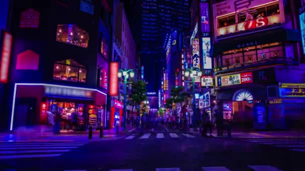 A night timelapse of the neon town in Setagaya Tokyo wide — Stock Video
