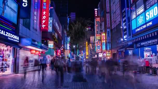 世田谷区のネオン街の夜のタイムラプス｜東京ワイドティルト — ストック動画