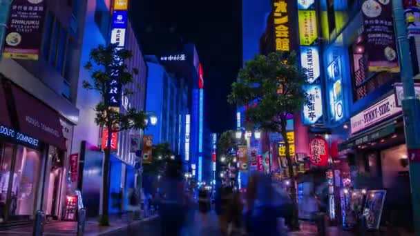 世田谷区のネオン街の夜のタイムラプス｜東京ワイドズーム — ストック動画