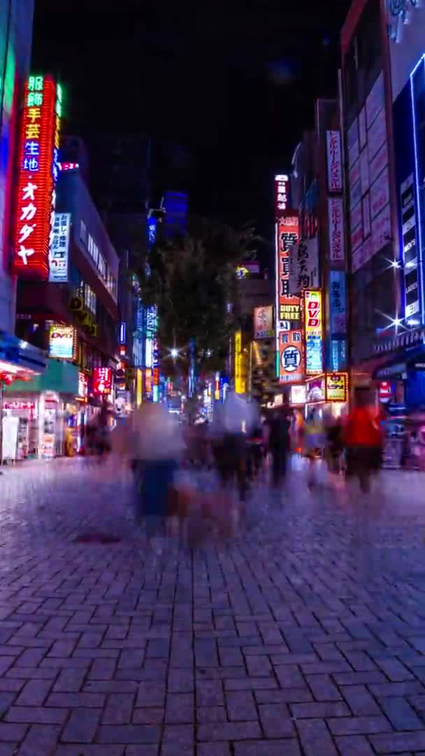 Μια νύχτα timelapse της πόλης νέον στην Setagaya Τόκιο κατακόρυφο ζουμ — Αρχείο Βίντεο