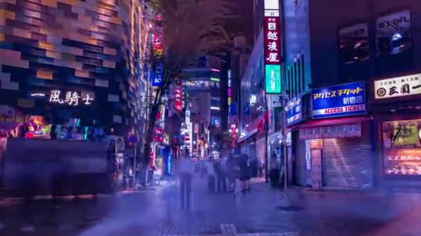Ночной хронометраж неонового городка в Сэтагая Токио — стоковое видео