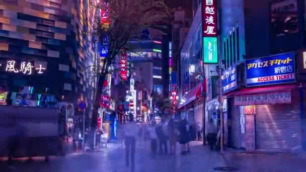 Un timelapse notturno della città al neon a Setagaya Tokyo wide zoom — Video Stock