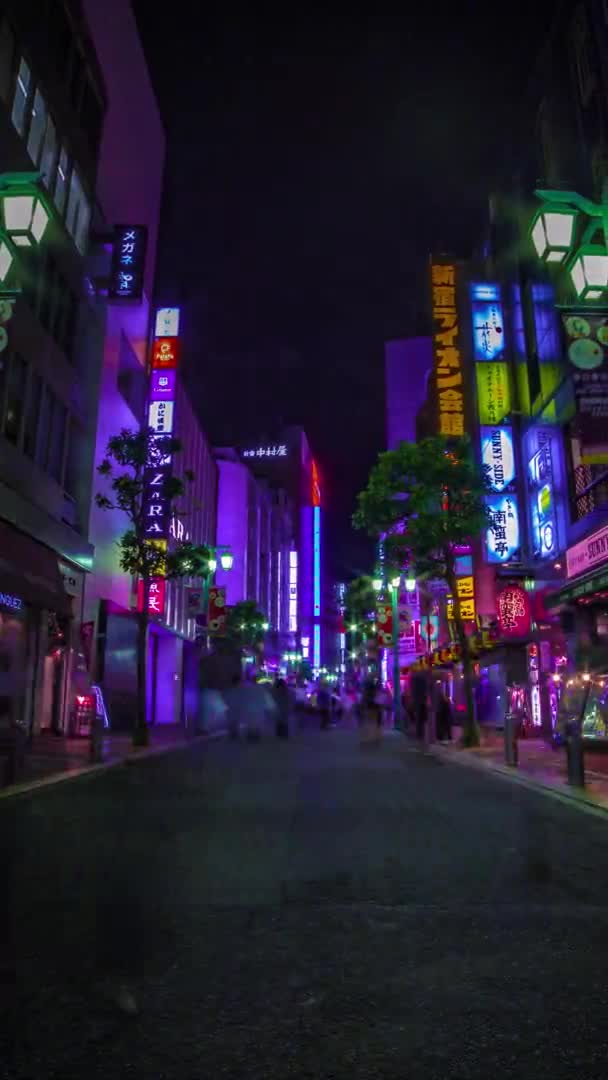 En nat timelapse af neon byen i Setagaya Tokyo lodret panorering – Stock-video
