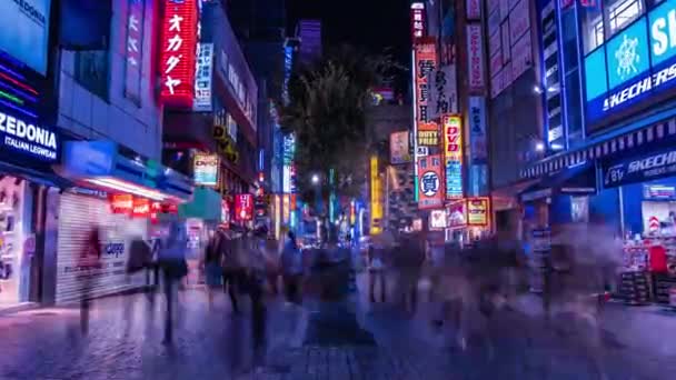 Un timelapse notturno della città al neon a Setagaya Tokyo wide zoom — Video Stock