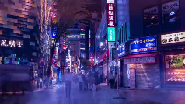 En natt timelapse av neon staden i Setagaya Tokyo bred panorering — Stockvideo