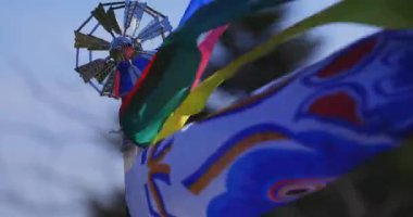 Ryujin 'de sazan bayrakları. Ibaraki' de büyük bir köprü. Gündüz güneşli yakın çekim.