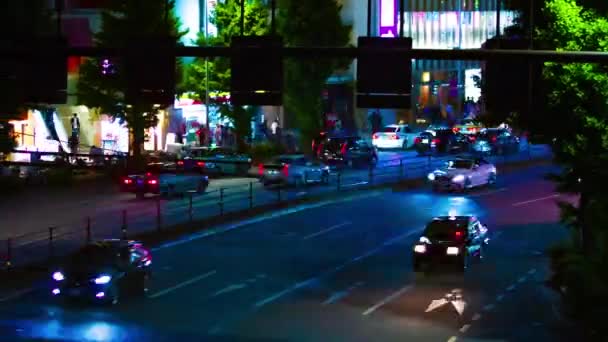 A timelapse of the street at the neon town in Shinjuku Tokyo panning — стоковое видео