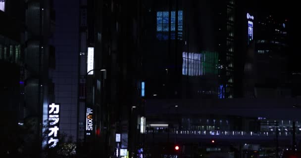 Een avond stad landschap bij de neon stad in Shibuya — Stockvideo