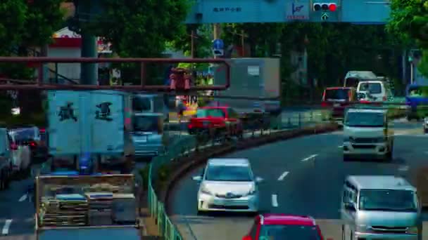 Временная съемка улицы в центре города на проспекте Канпачи в Токио, дневная панорама — стоковое видео