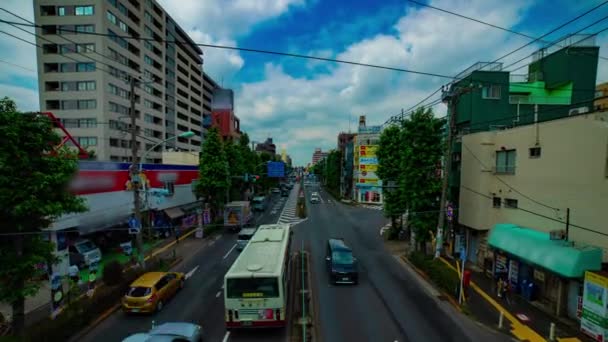 En timelapse av downtown street på Kanpachi avenyn i Tokyo dagtid bred skott zoom — Stockvideo
