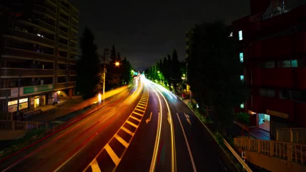 東京・オウム大通りの繁華街のタイムラプスロング露出ワイドショット — ストック動画