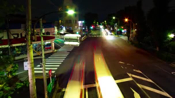 Timelapse śródmieścia ulica w Tokio wolny migawka szeroki strzał panning — Wideo stockowe