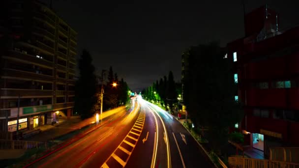 A timelapse of the downtown street at OUME avenue in Tokyo long exposure wide shot tilt — Vídeo de Stock