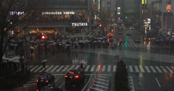 Spaziergänger am Shibuya-Übergang in Tokio — Stockvideo