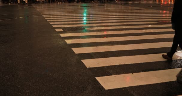 雨の日に東京の渋谷交差点を歩く人々 — ストック動画