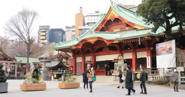 Templo principal no santuário de Kanda em Tóquio tiro largo — Vídeo de Stock