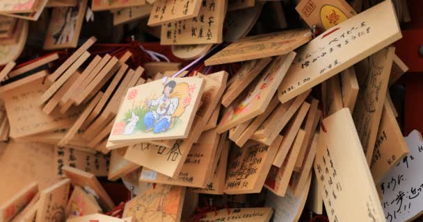 Votive tablets at Kanda myojin shrine in Tokyo closeup — Vídeo de Stock