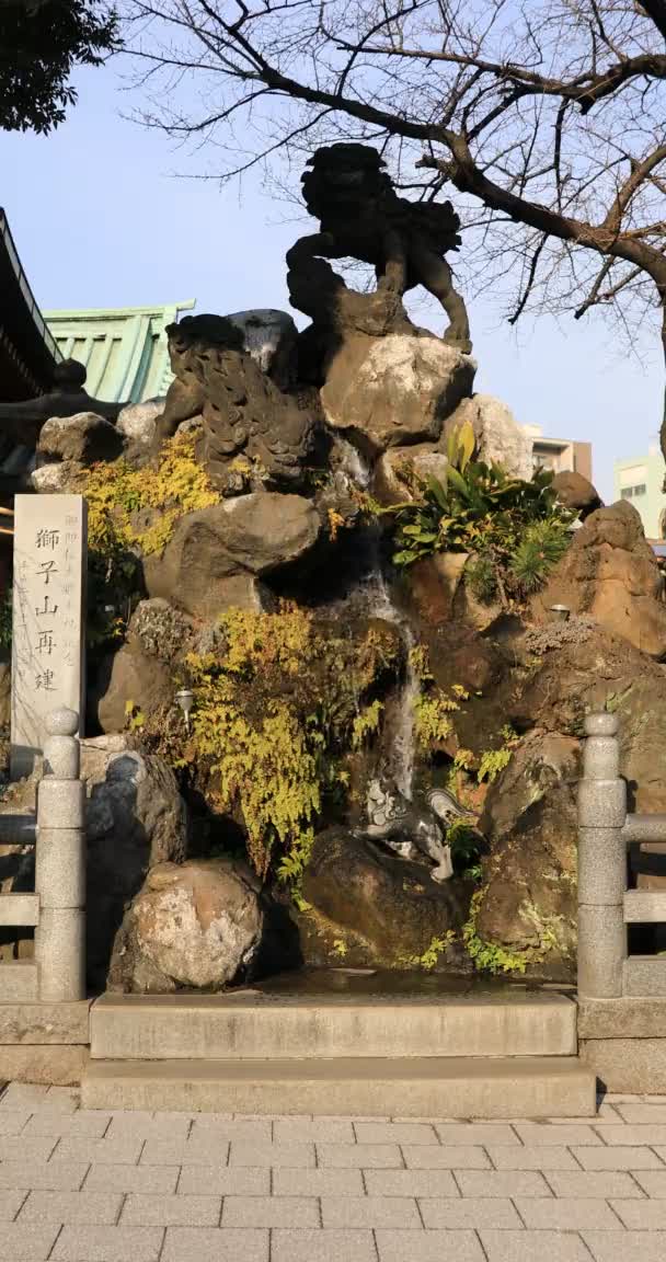 Statue guardian dog at Kanda shrine in Tokyo vertical shot — Stockvideo