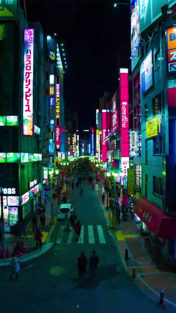 Night time lapse at the neon town in Shinjuku Tokyo vertical shot — Vídeo de Stock