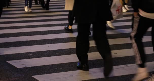 Caminando personas partes del cuerpo en Shibuya cruzar por la noche — Vídeos de Stock