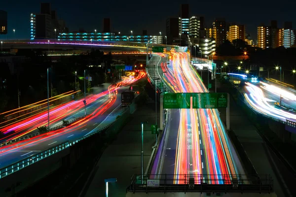 東京の市街地での渋滞の夜のタイムラプス — ストック写真