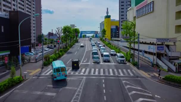 Un timelapse del centro della strada a Kanpachi avenue a Tokyo ampio tiro tilt — Video Stock