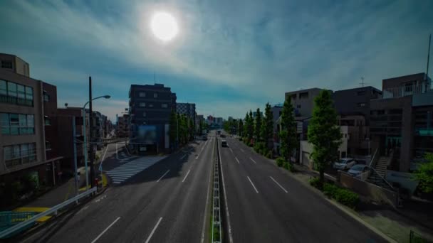 A timelapse of downtown street at Kanpachi avenue in Tokyo wide shot tilt — Wideo stockowe