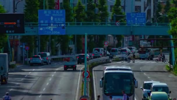 Ένα timelapse του δρόμου στο κέντρο της λεωφόρου Kanpachi στο Τόκιο μακρινό σουτ zoom — Αρχείο Βίντεο