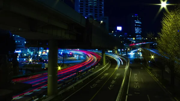 Nacht-Zeitraffer-Straße in der Geschäftsstadt in Akasaka Tokyo Weitschuss — Stockfoto