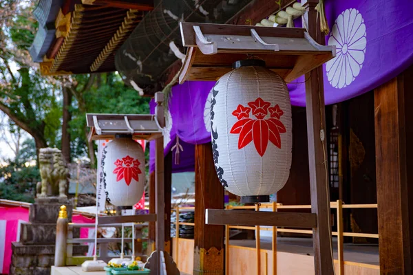 Paper lantern at Oomiya hachiman shrine in Tokyo