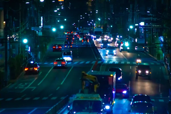 Ночная пробка на улице в центре Токио. — стоковое фото