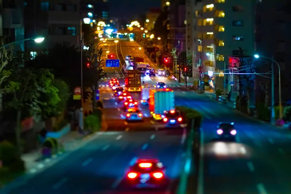 도쿄 도심지의 야간작은 교통 체증 — 스톡 사진