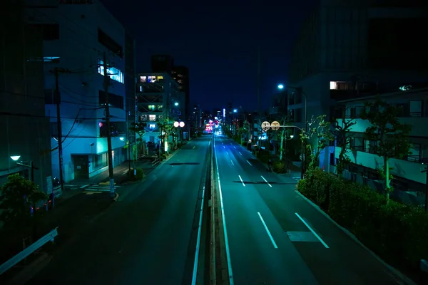 A night traffic jam at the downtown street in Tokyo wide shot — Stock Photo, Image