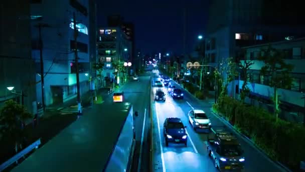 Uma cronologia noturna do engarrafamento no centro da rua em Tóquio — Vídeo de Stock