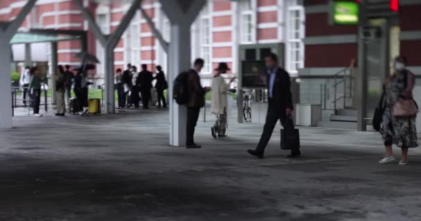 Caminar Gente Calle Marunouchi Tokio Día Lluvioso Imágenes Alta Calidad — Vídeo de stock