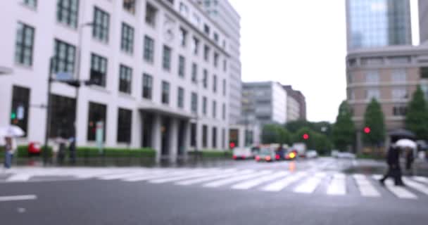 Spaziergänger Auf Der Straße Marunouchi Tokio Regnerischen Tag Hochwertiges Filmmaterial — Stockvideo