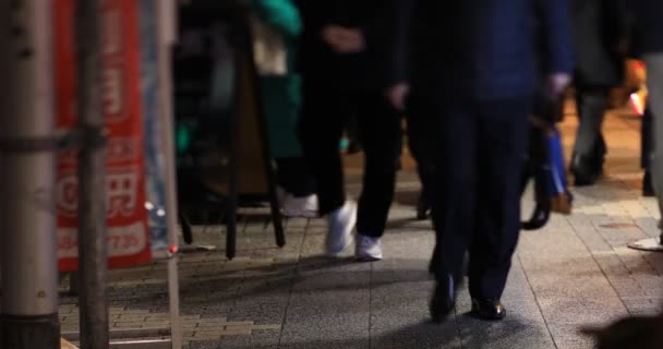 Marcher Les Gens Ville Néon Nuit Long Shot Minato District — Video
