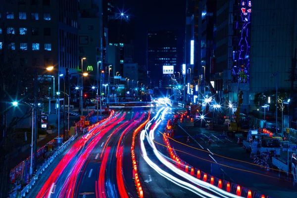 Nocne Upływ Czasu Miejskiej Ulicy Mieście Biznesowym Shinjuku Ward Shinjuku — Zdjęcie stockowe